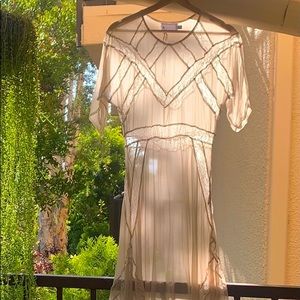 Shakuhachi sheer chiffon lace Edwardian Boho dress